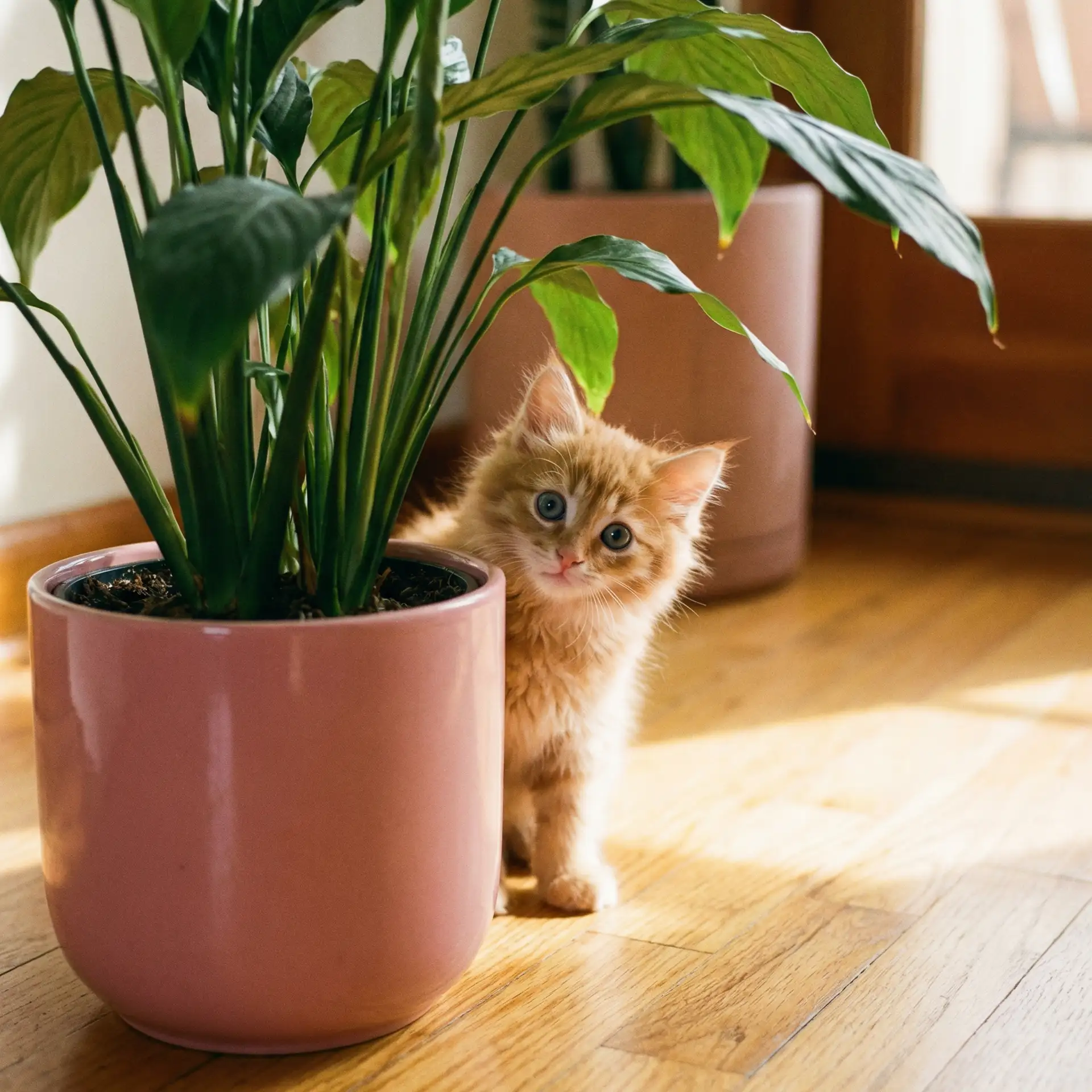 小猫从花盆后探头 - 陶白白是谁